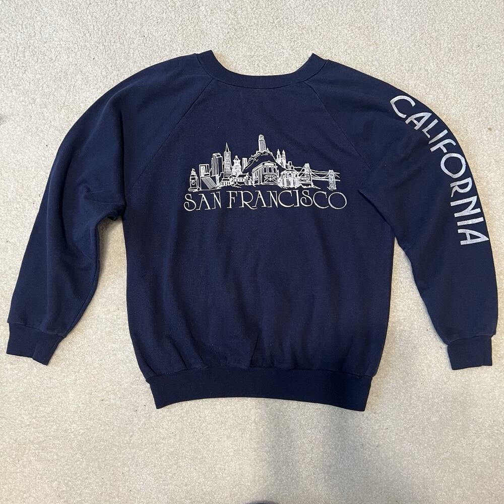 Vintage Crewneck Sweatshirt San Francisco California Navy M Skyline Souvenir